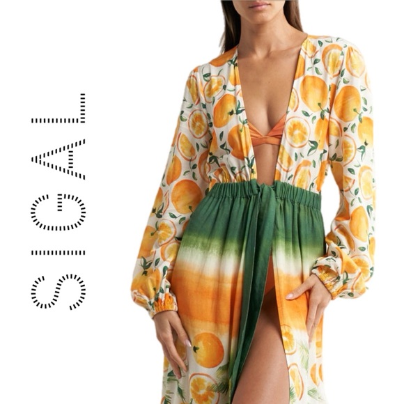 SIGAL Long-Sleeve Tie-Front Cover-Up Dress L - Picture 1 of 16